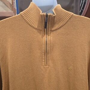 Nautica Men's Zip-Up Mock Neck Sweater, Mustard, XXL